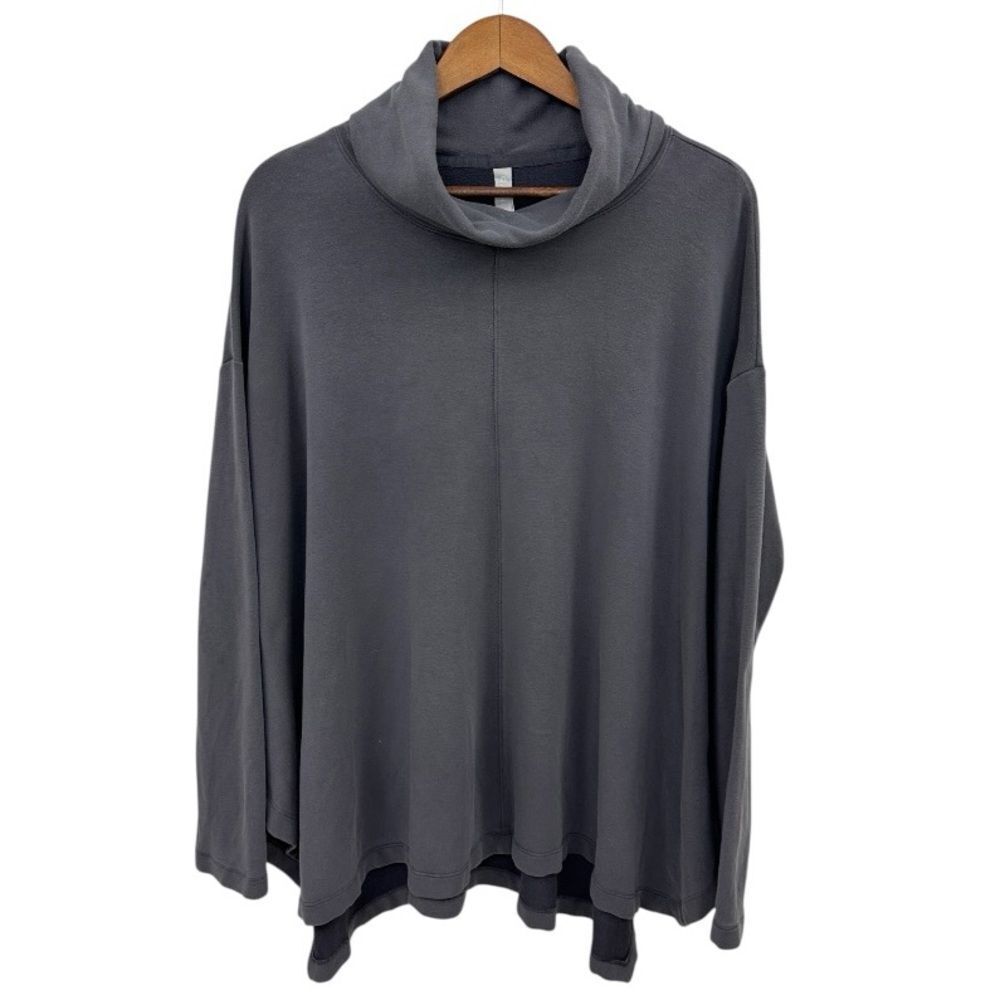 Athleta Ethereal Brushed Funnel Neck Sweater Gray Size Large